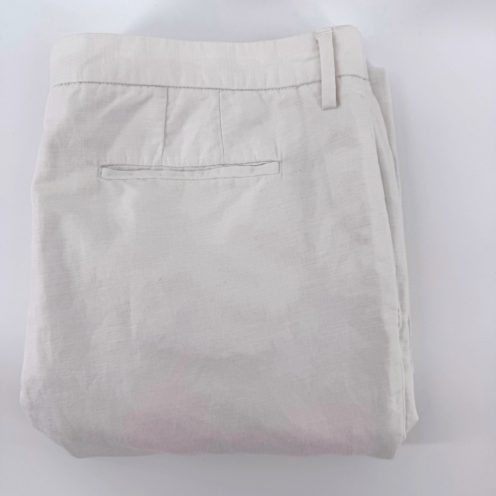 Claiborne Mens 36x30 Linen Blend Flat Front Trouser Off White Light Summer Pants